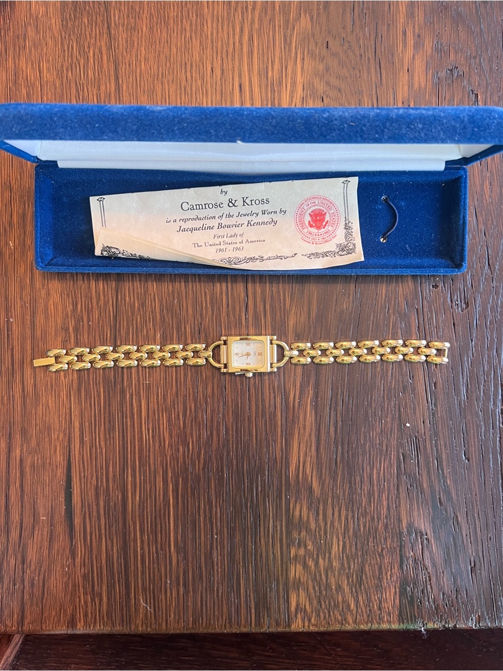 Vtg JBK Jacqueline Jackie Kennedy Camrose Kross Link Gold Tone Wristwatch Watch